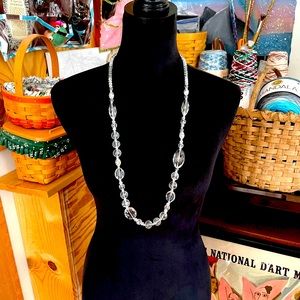 Vintage Faceted Glass Crystal Elongated Necklace